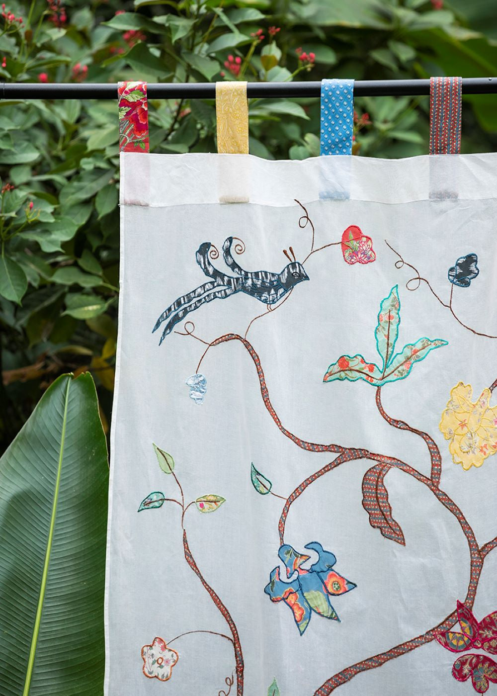 Printed Applique Curtain Tree of Life :  Natural Textured