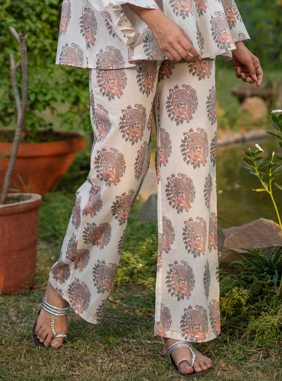 House Pant  : Parrot Ivory Voile