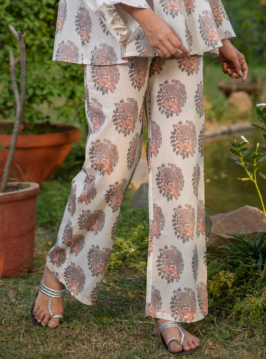 House Pant  : Parrot Ivory Voile