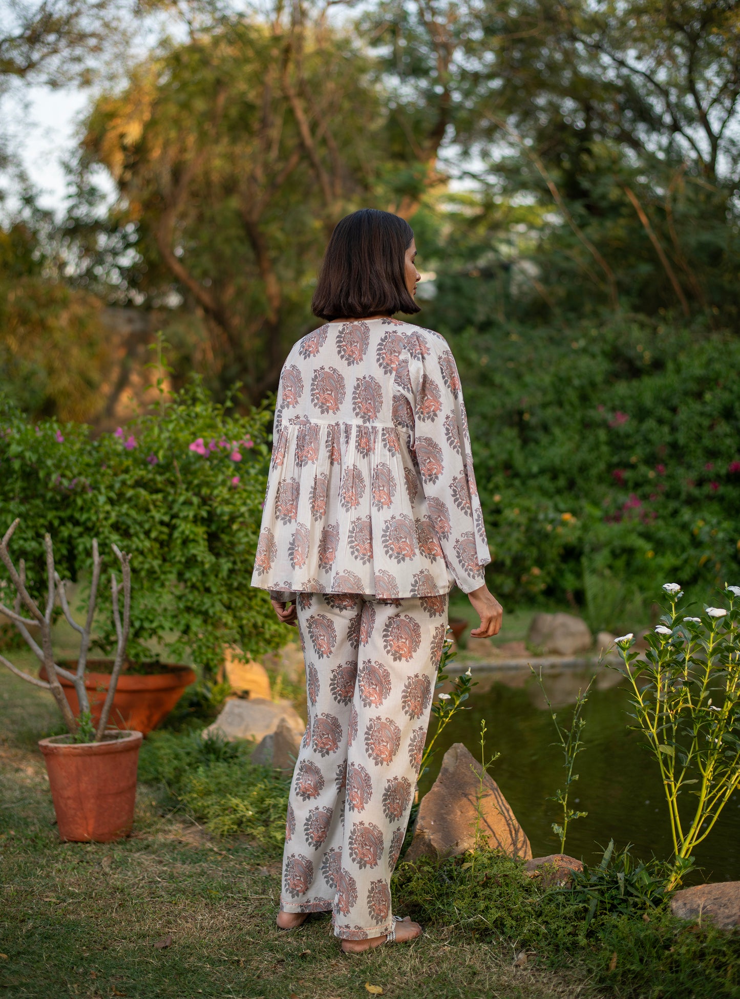 House Pant  : Parrot Ivory Voile