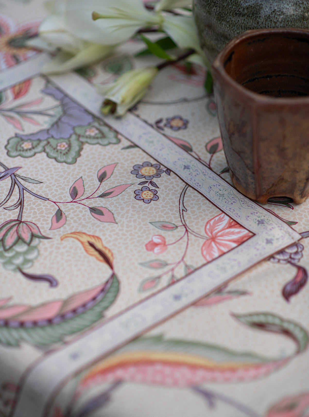Printed Mat Set of 2 : Kerala Cream Canvas