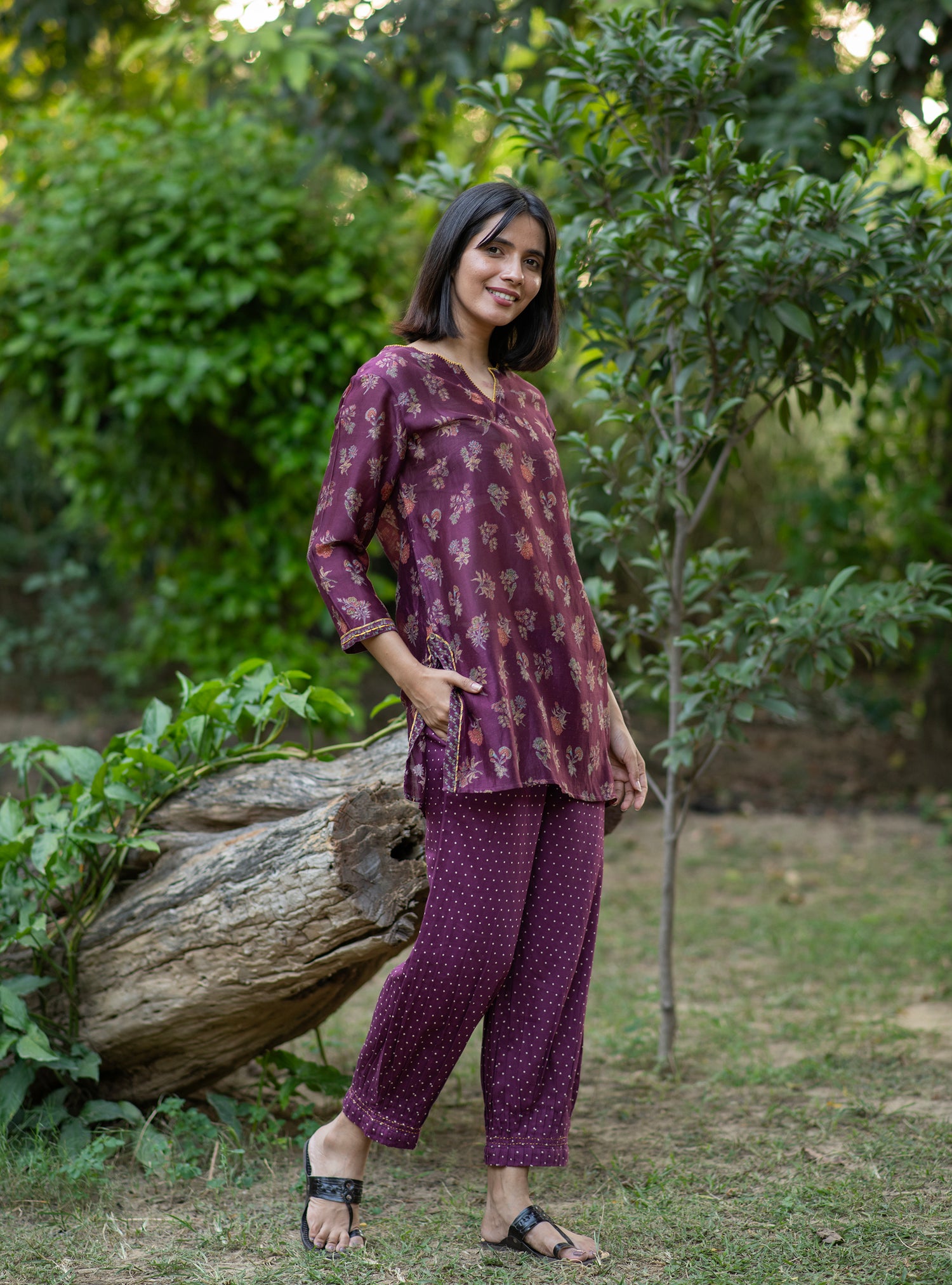 Tara Tunic  : Toile Jamun Chanderi Silk