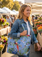 Canvas Tote : Bird Azure Canvas