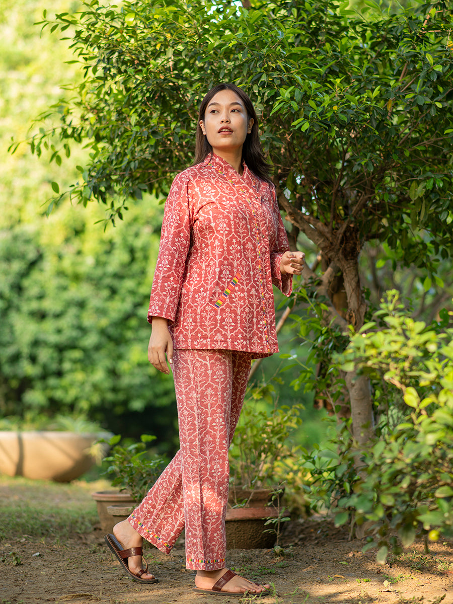 Ujbeki Top : Jahana Maroon Slub
