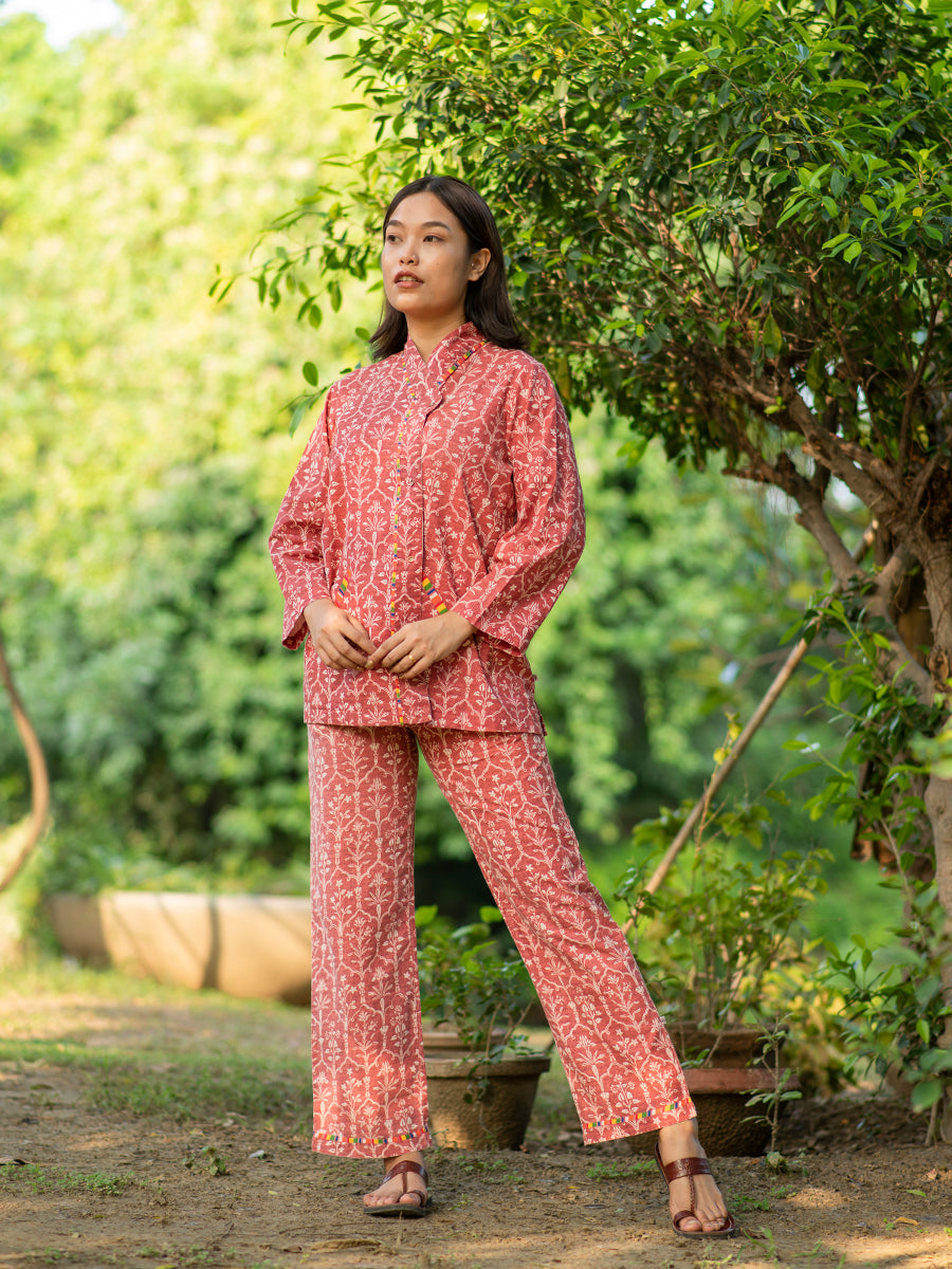 Ujbeki Top : Jahana Maroon Slub