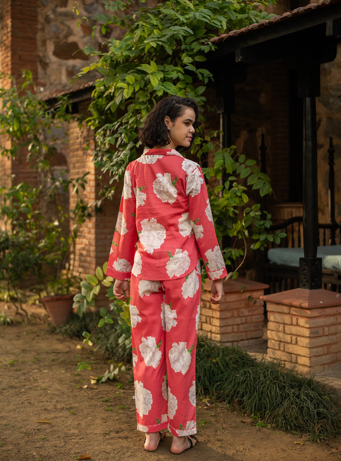 Vanessa Pj Set : Carnation Spiced Coral Voile