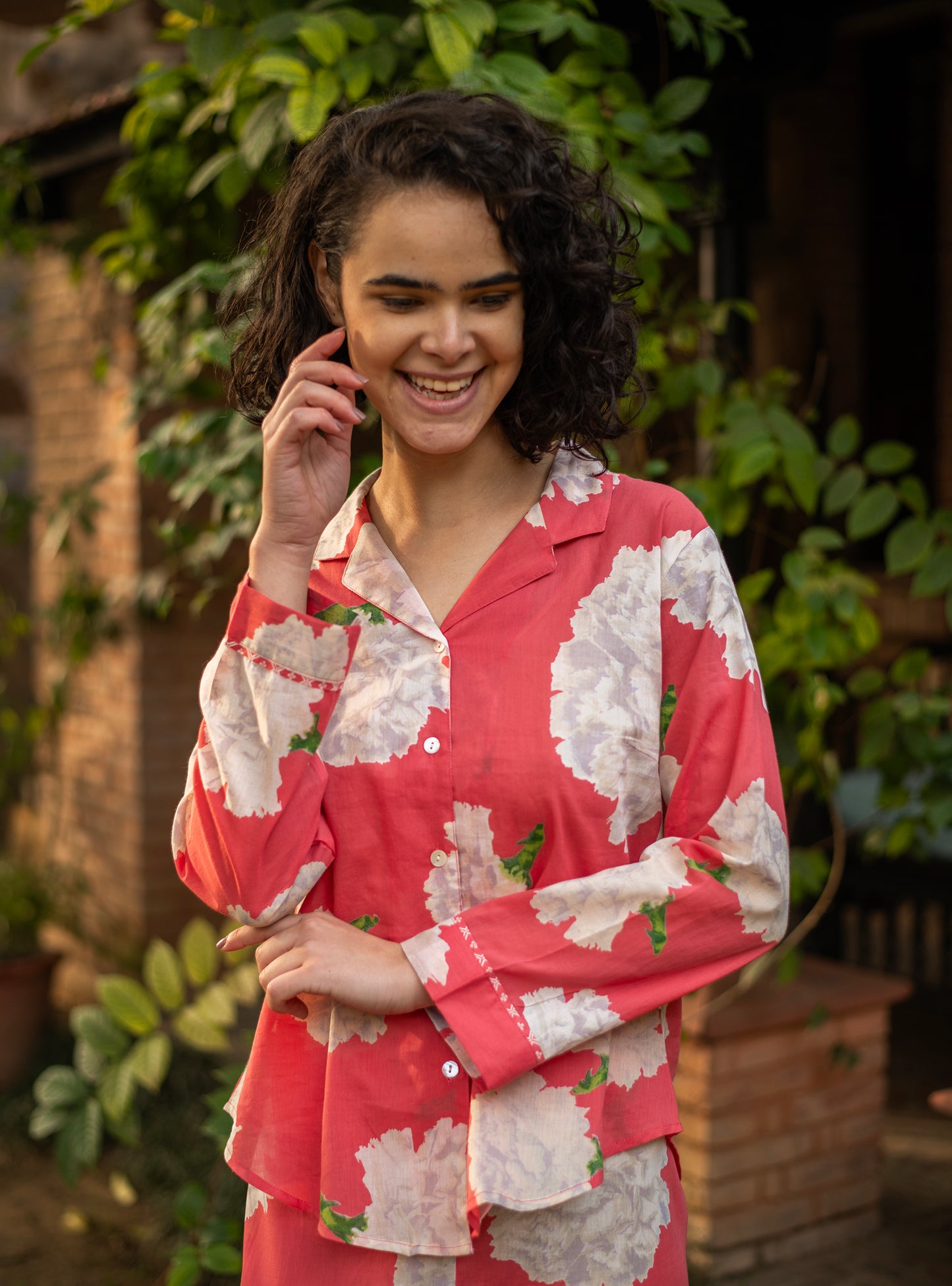 Vanessa Pj Set : Carnation Spiced Coral Voile