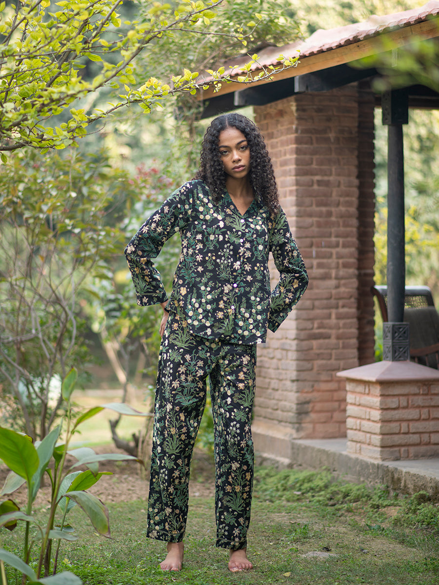 Vanessa PJ Set : Garden Black
