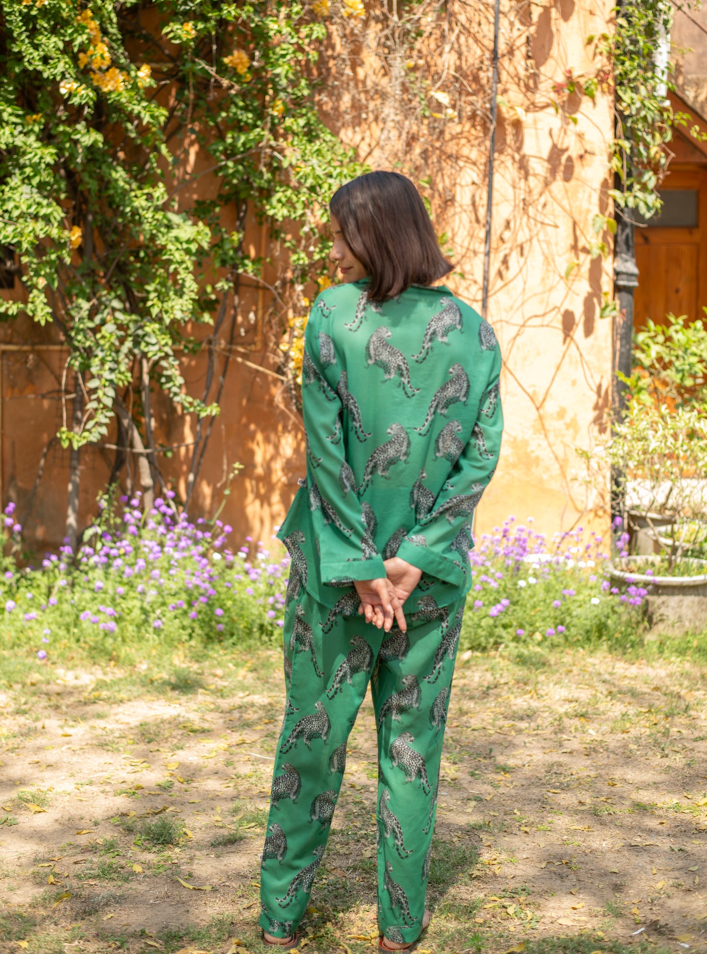 Vanessa PJ Set Leopard : Green Voile