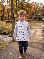 Kids Quilted Vest : Elephant  Grey Voile