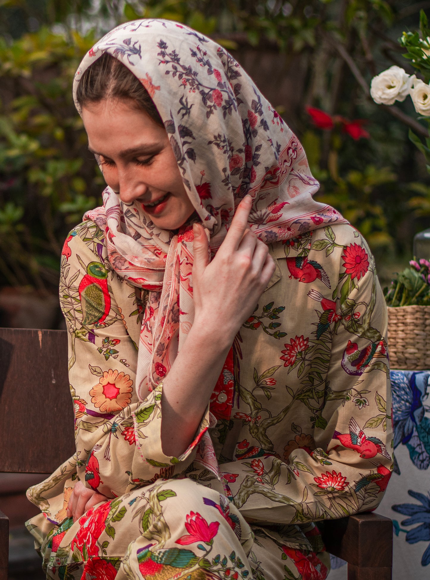 Border Scarf : Garden Taupe Voile