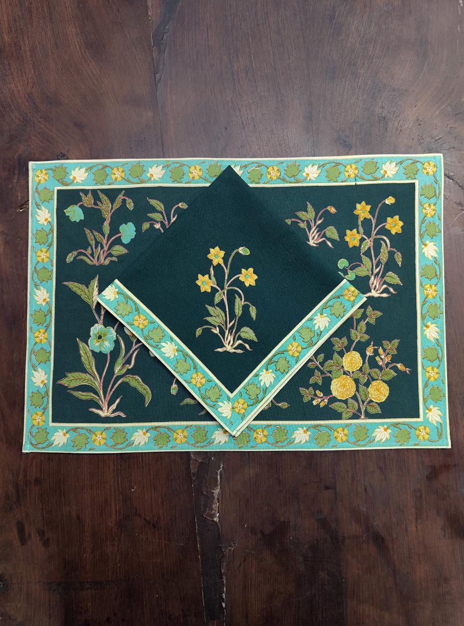 Printed Placemat Set of 2 : Garden Emerald Canvas