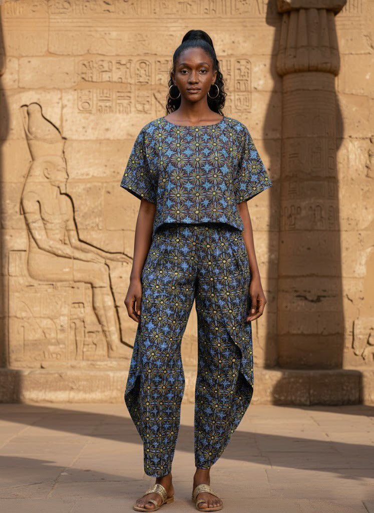 Long Criss Cross Pant : Rosetta Black Chanderi