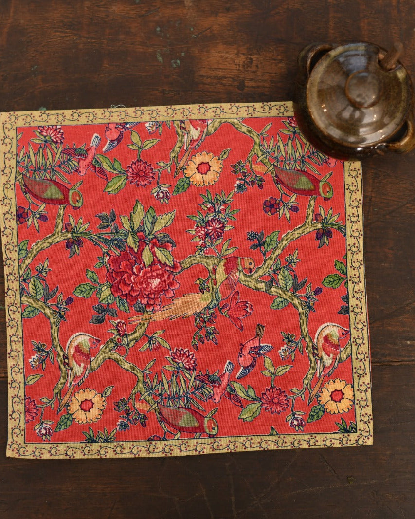 Printed Napkin Set of 2 : Bird Coral Sheeting