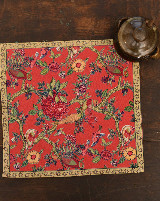 Printed Napkin Set of 2 : Bird Coral Sheeting