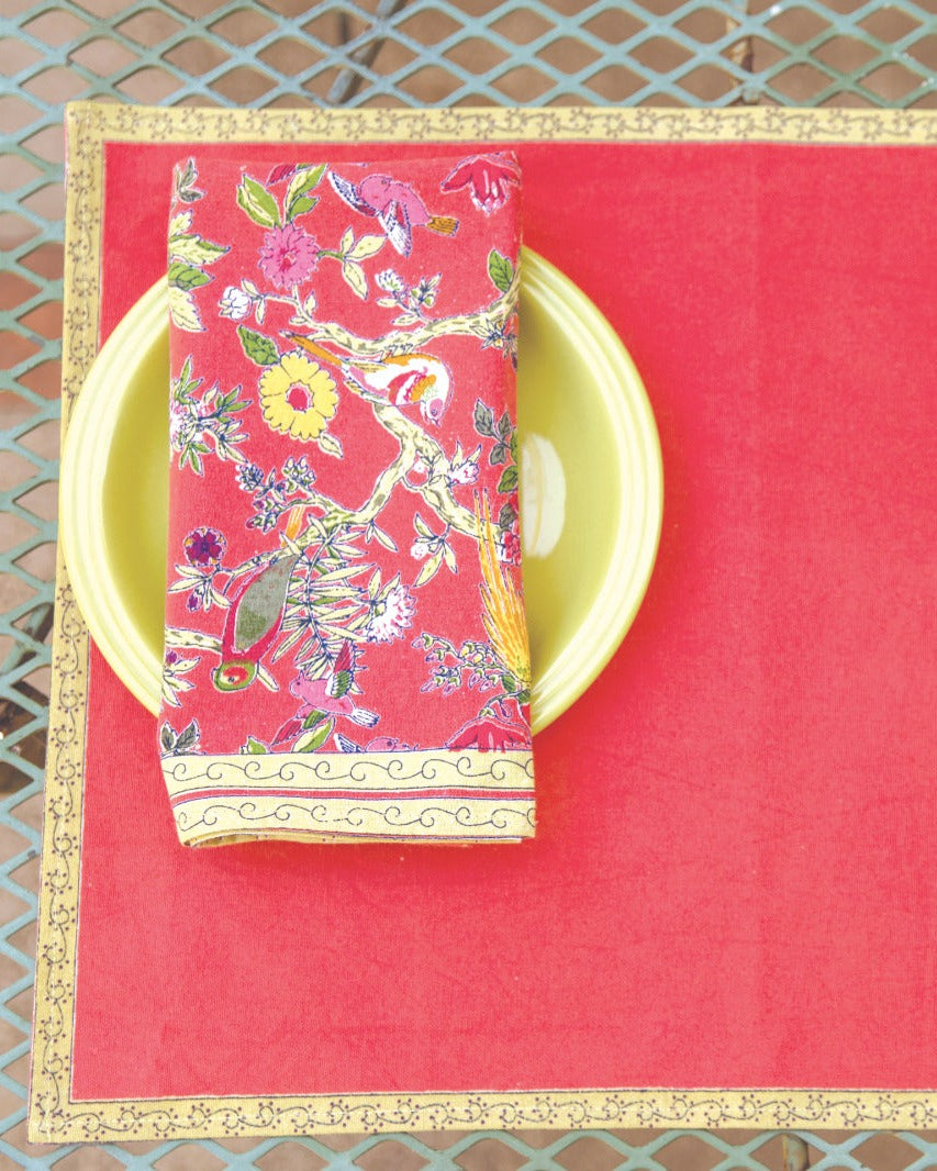 Printed Napkin Set of 2 : Bird Coral Sheeting