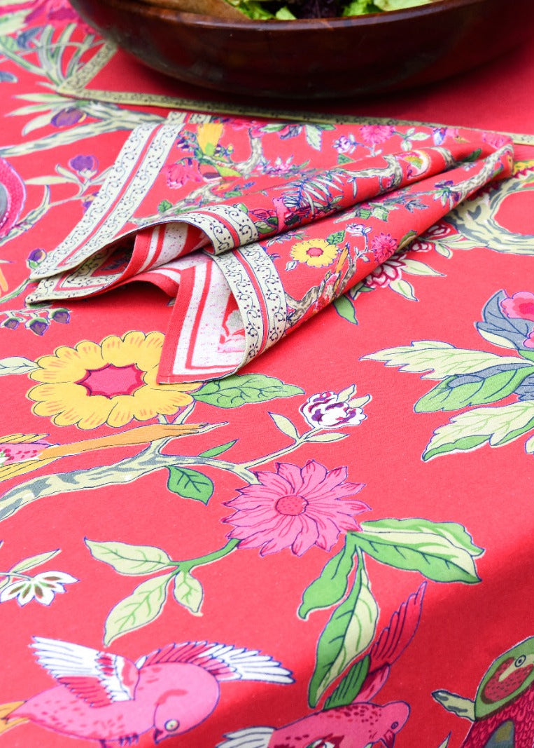 Printed Napkin Set of 2 : Bird Coral Sheeting