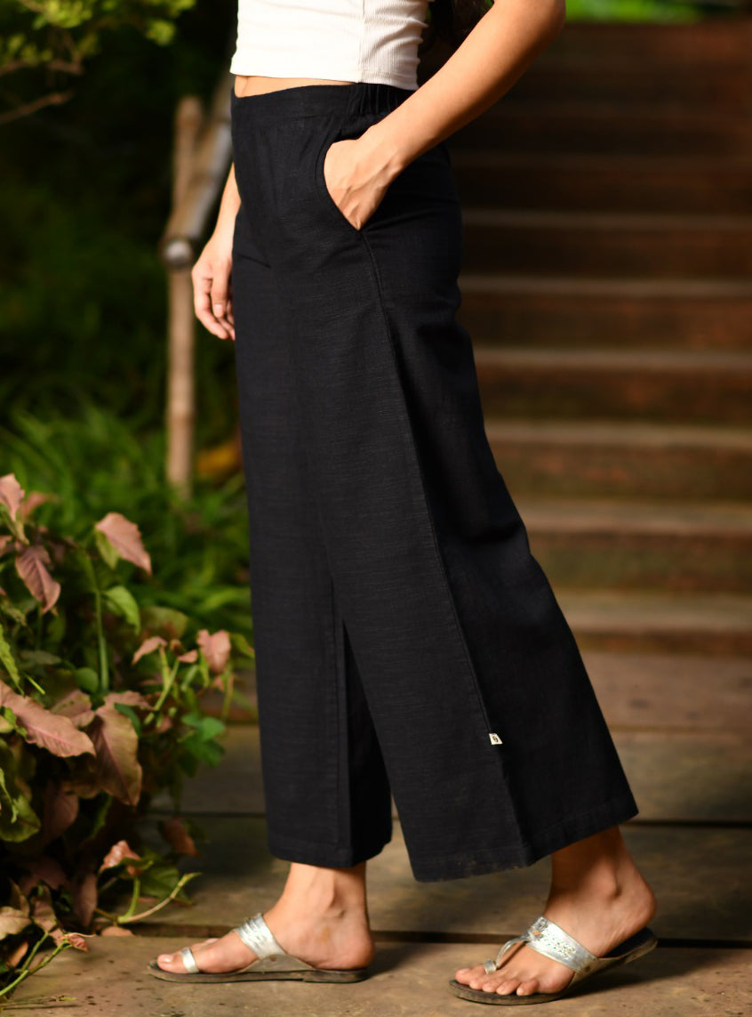 Ellie Pant : Solid Black Textured