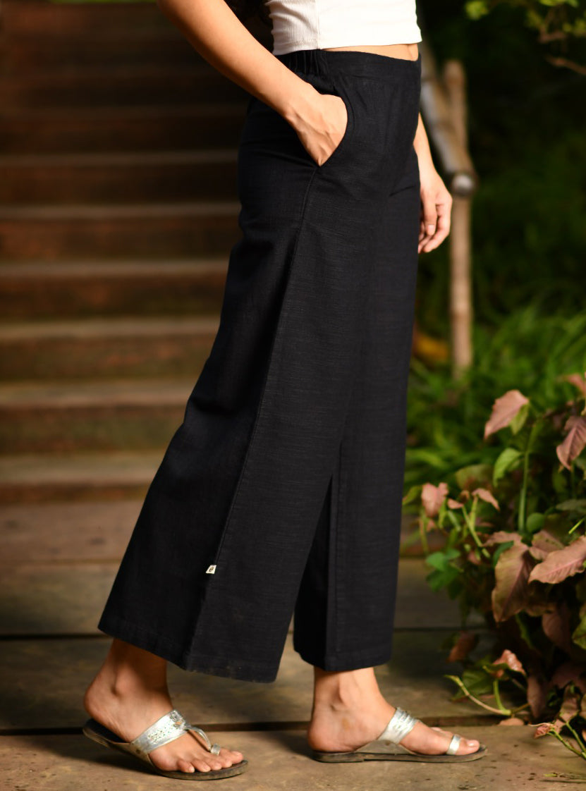 Ellie Pant : Solid Black Textured