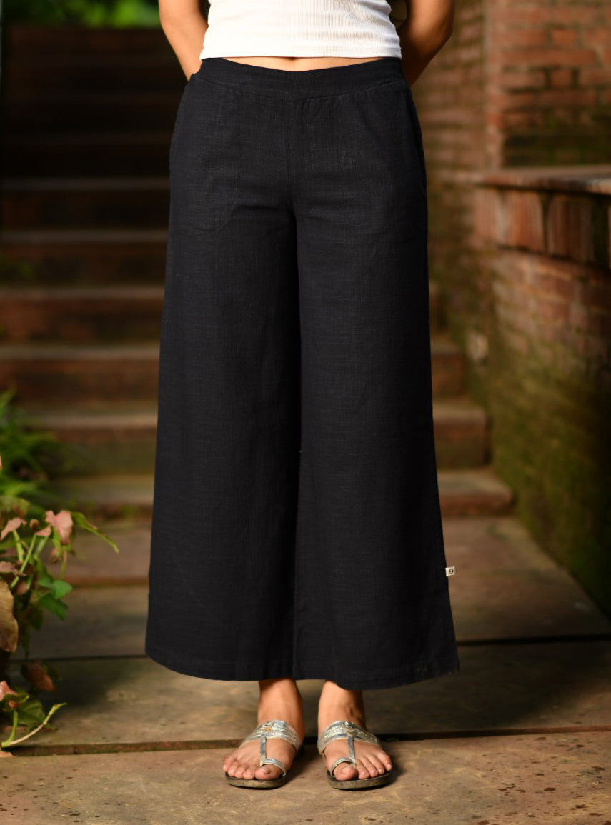 Ellie Pant : Solid Black Textured