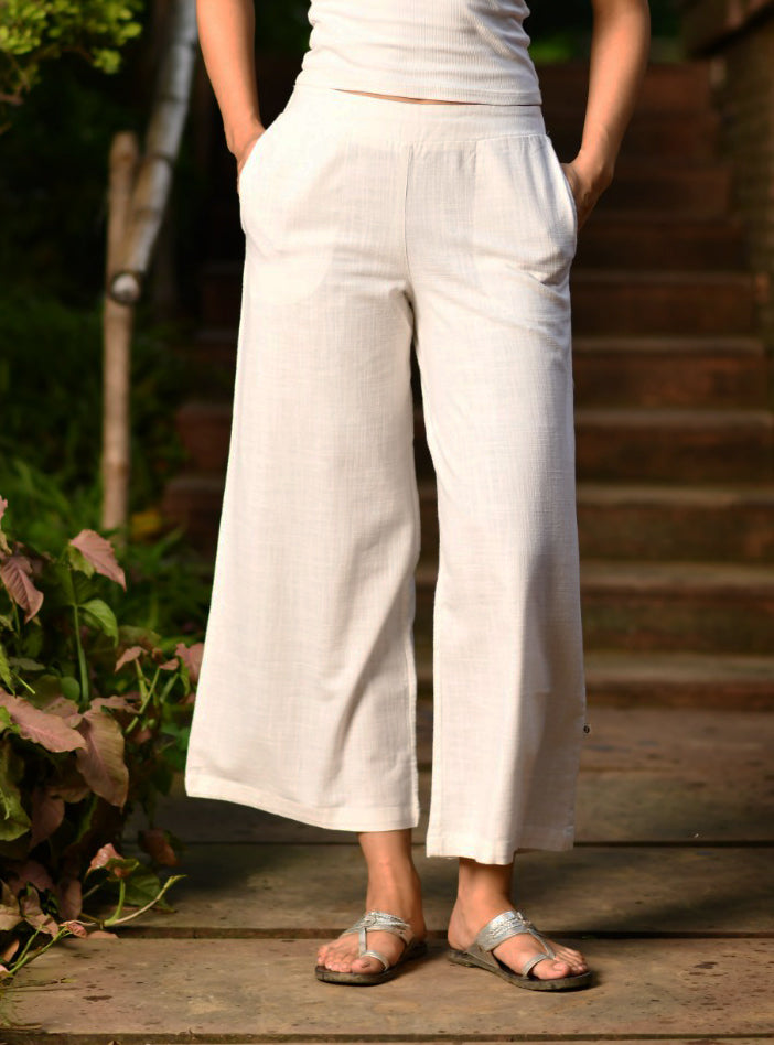 Ellie Pant : Solid White Textured