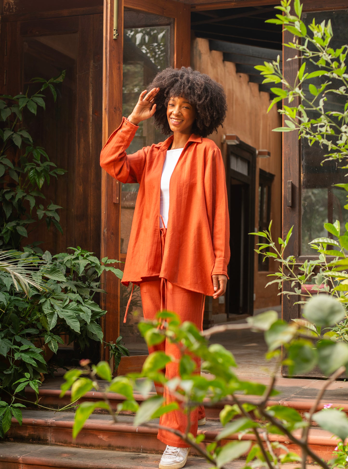 Wrap Shirt : Solid Paprika Twill Wool