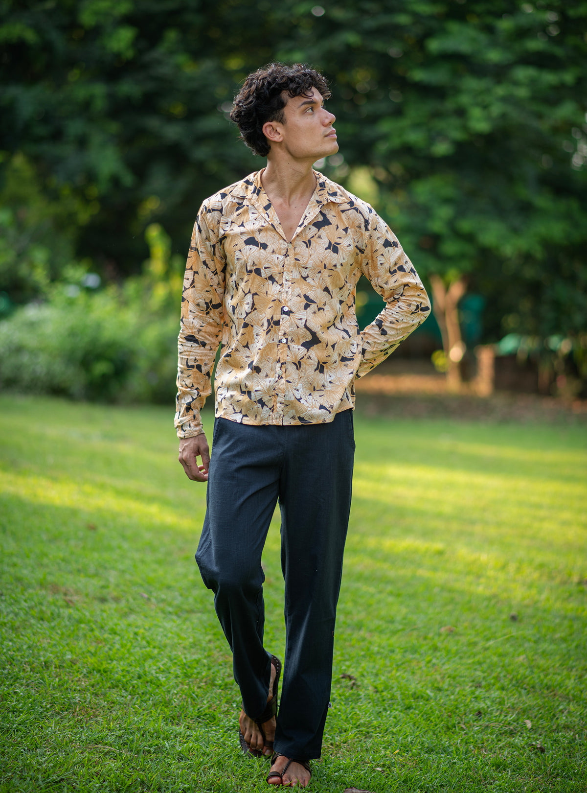 Hangout Shirt : Ginko Black Voile