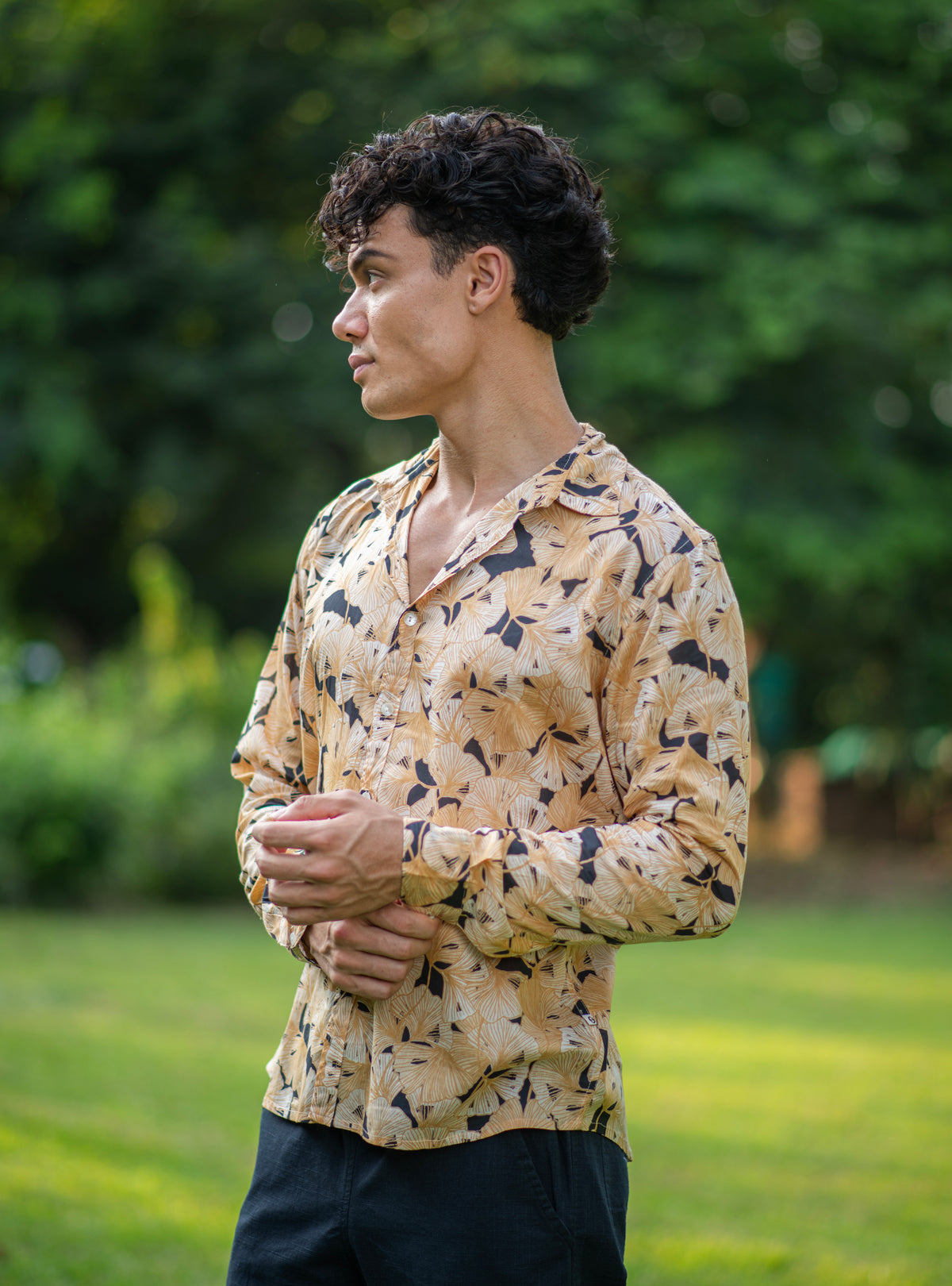 Hangout Shirt : Ginko Black Voile