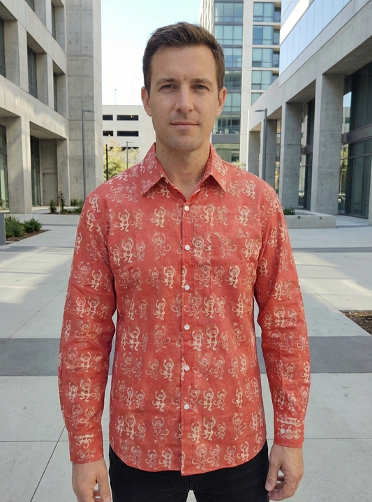 Mens Xavier Shirt Full Sleeves : Monkey Rust Voile