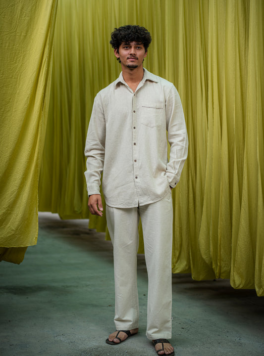 Xavier Shirt Full Sleeves :  Solid  Natural Cotton Flax