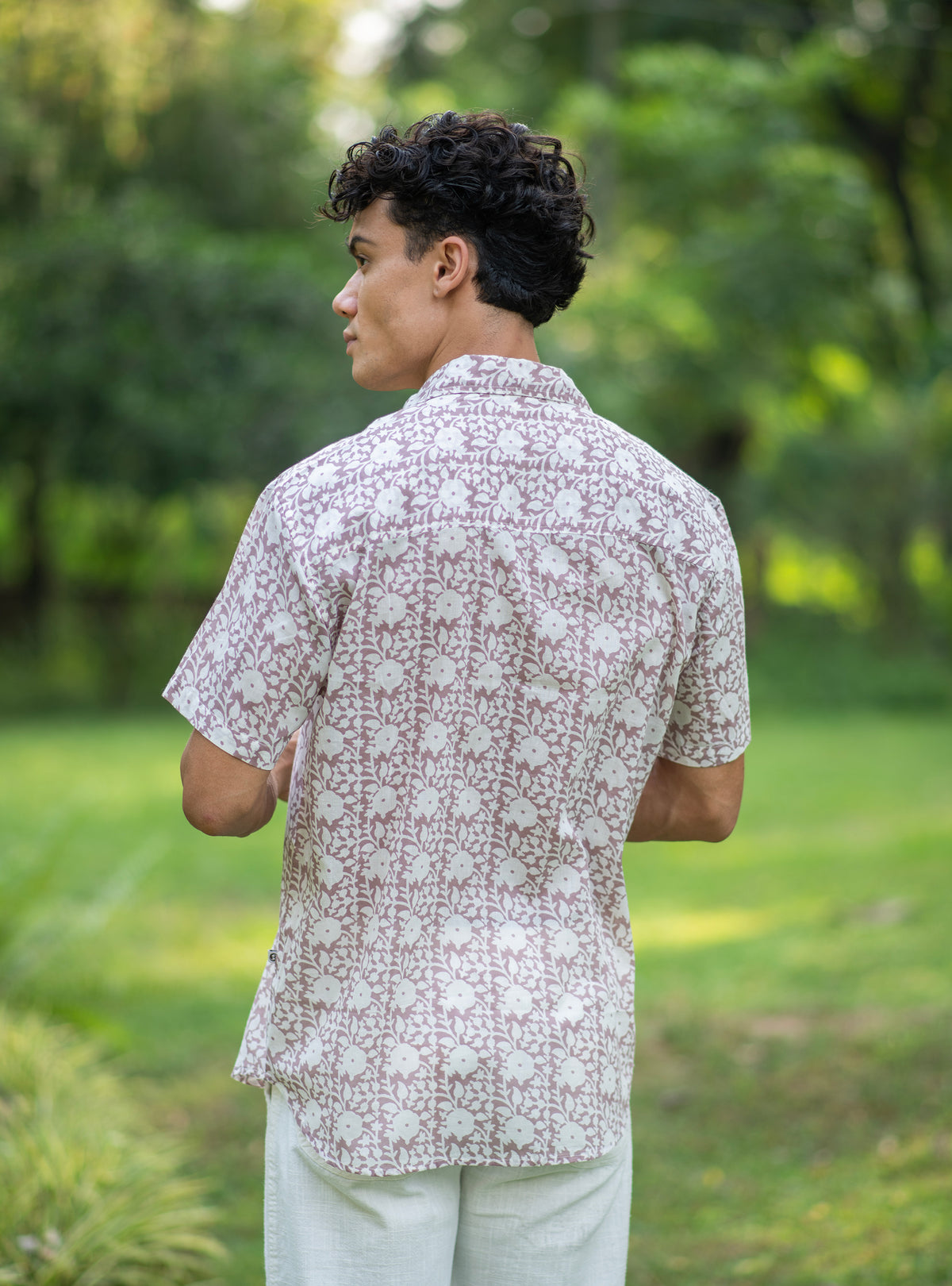 Xavier Shirt Half Sleeves : Camryn Mocha Voile
