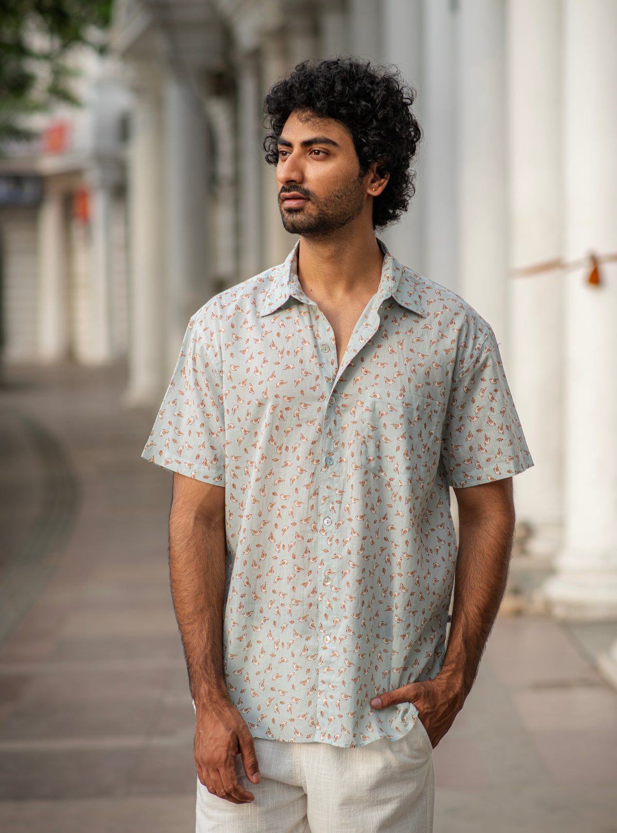 Xavier Shirt Half Sleeves : Chidiya Blue Voile