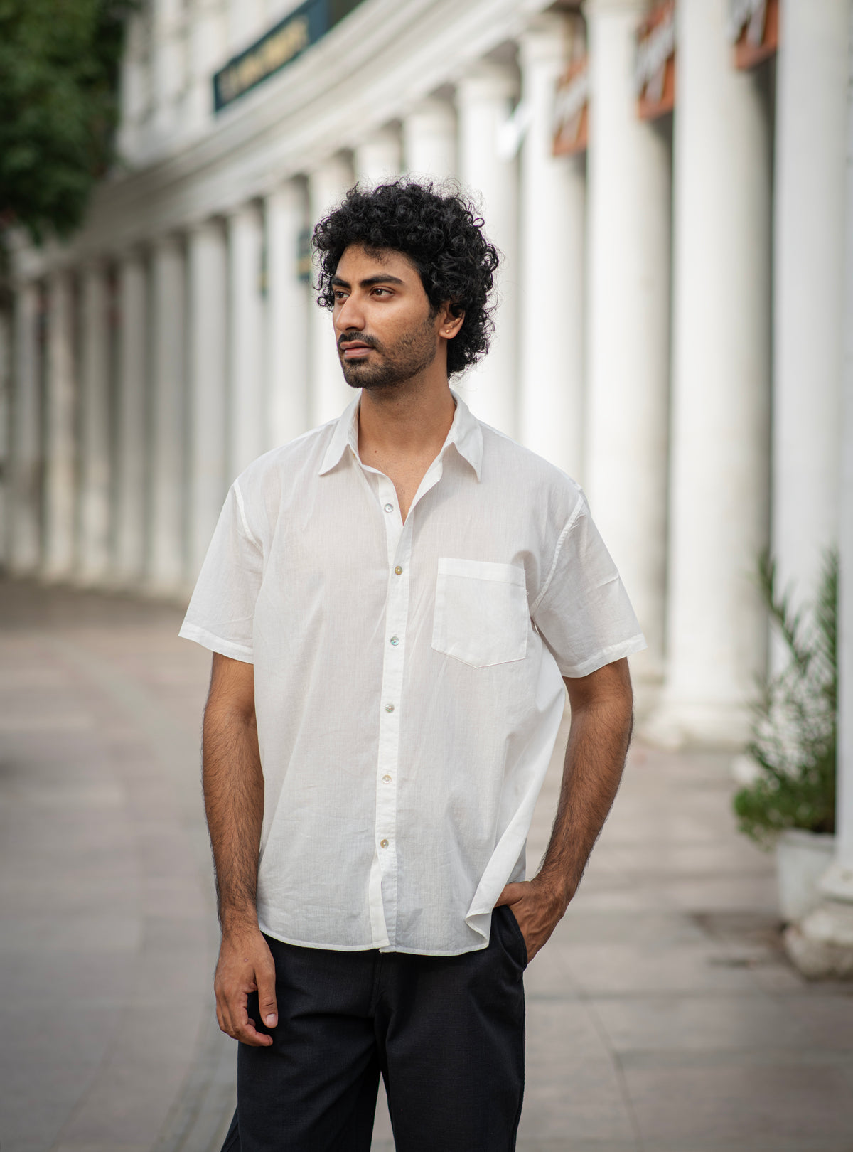 Xavier Shirt Half Sleeves : Solid Natural St Voile