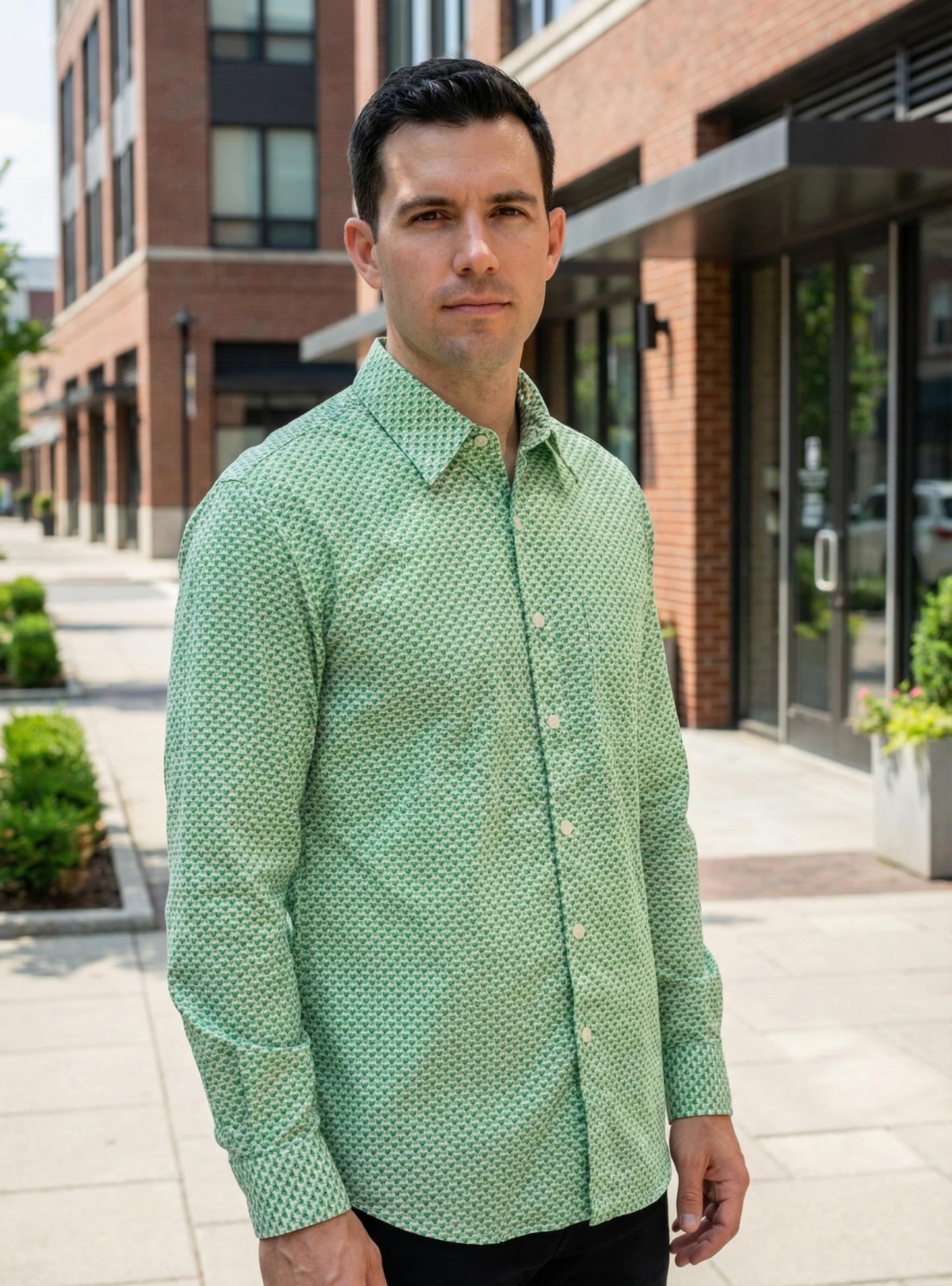 Xavier Shirt Full Sleeves : Scales Green Voile