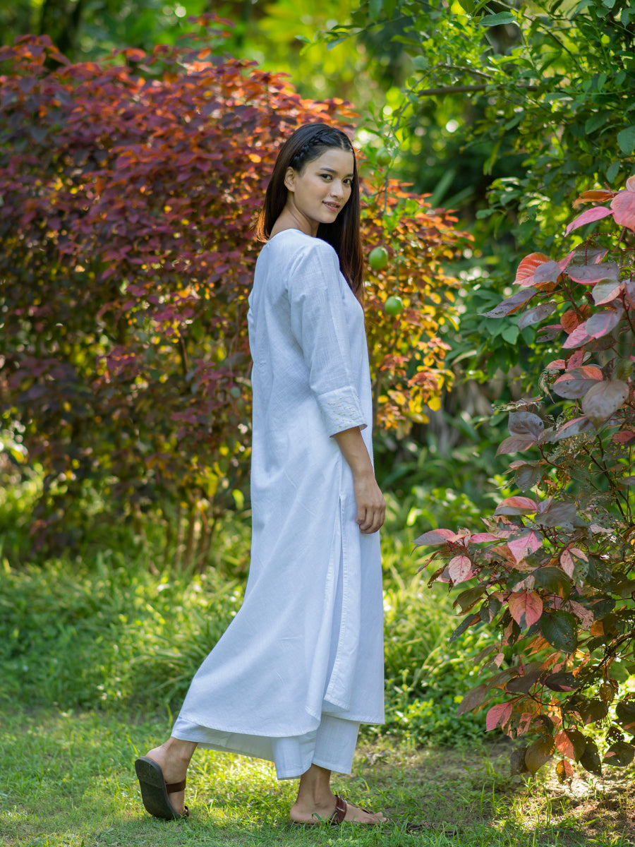 Solid A Line Kurta : Powder Blue