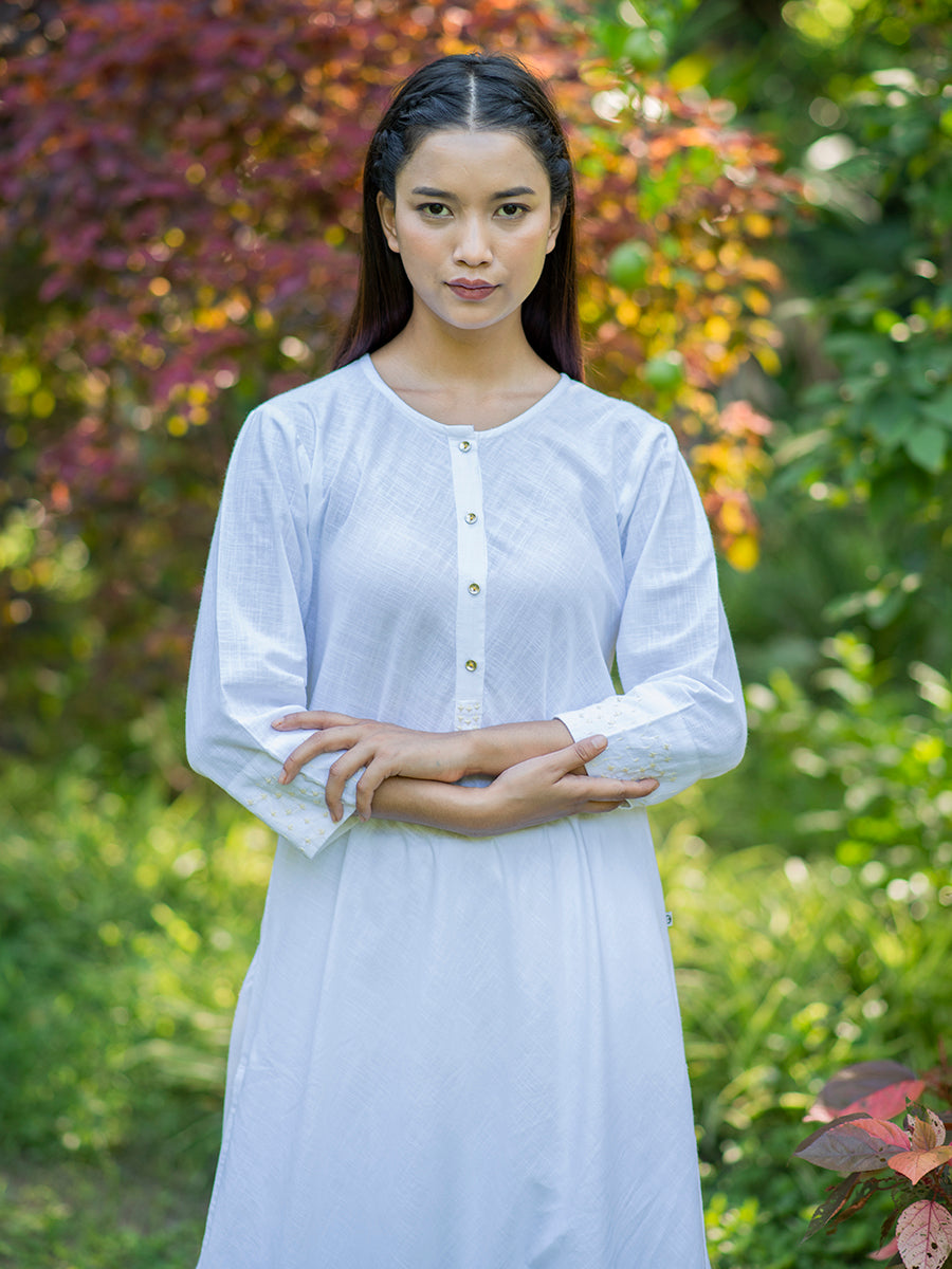 Solid A Line Kurta : Powder Blue