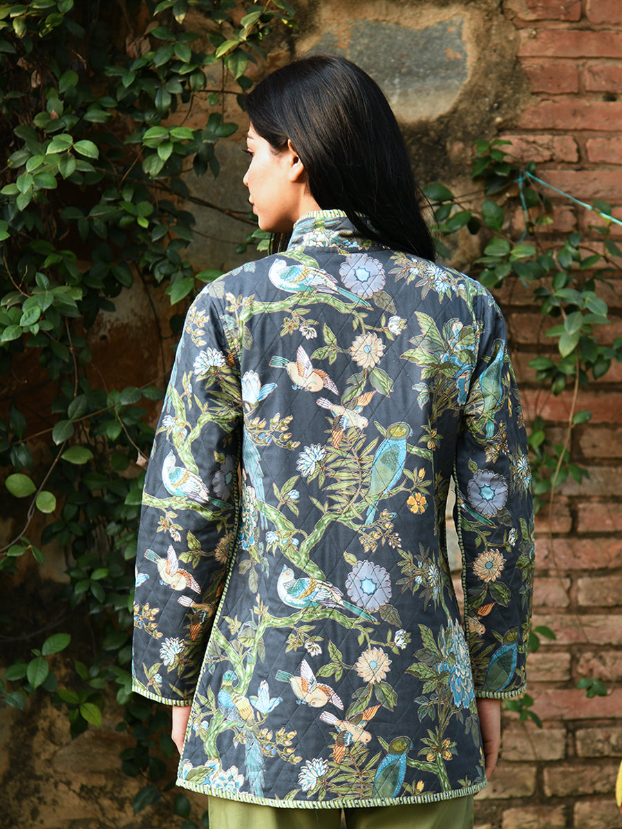 Bird Quilted Coat : Graphite