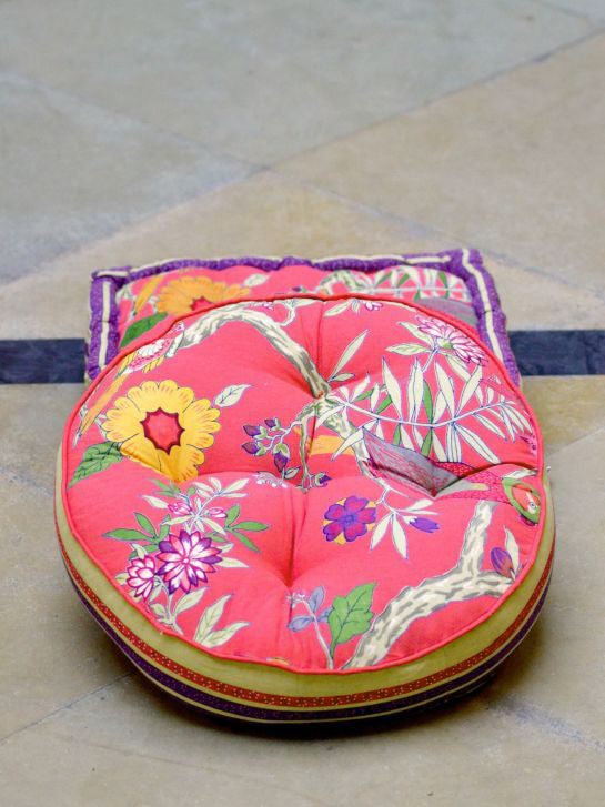 Printed Floor Cushion : Bird Coral Sheeting