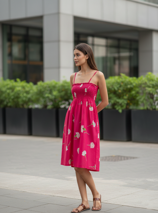 Rusched Dress  : Small Carnation Pink