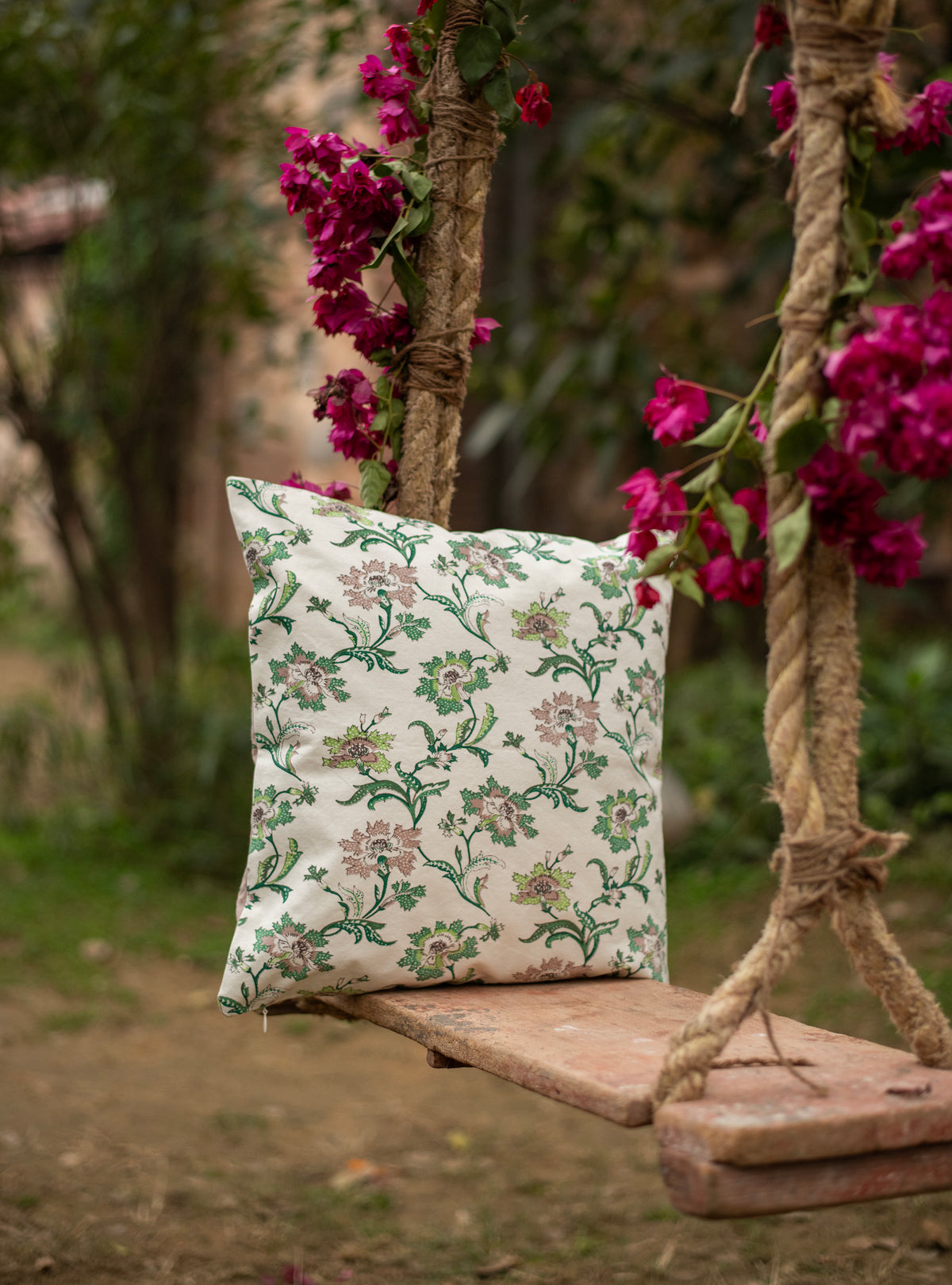 Printed Cushion Cover Chrysanthemum Ivory Sheeting Canvas