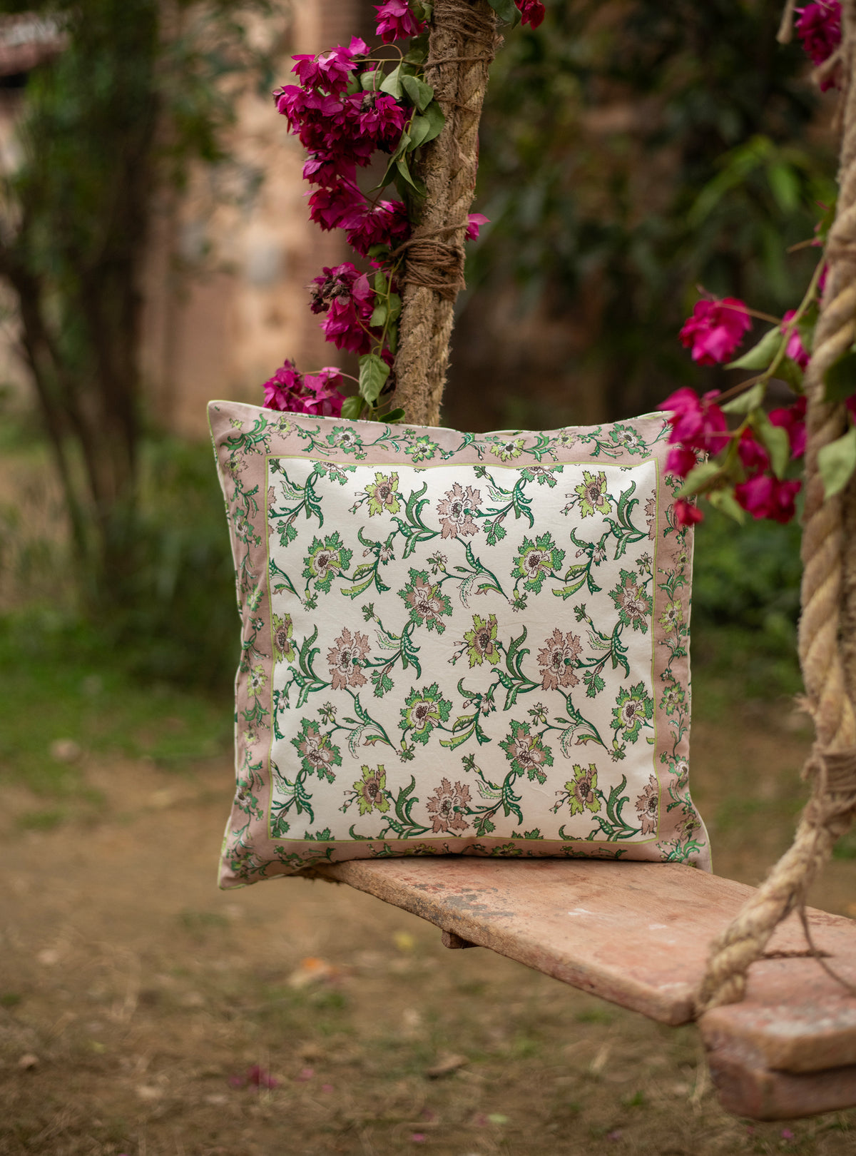 Printed Cushion Cover Chrysanthemum Ivory Sheeting Canvas
