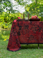Printed Table Cloth Extra Border : Corsica Ajrakh Madder Organic Sheeting