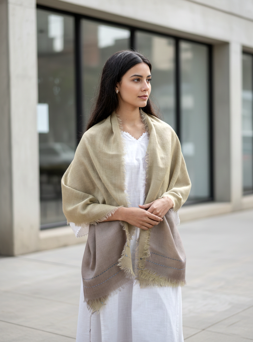 Double Layered Stole : Solid Lead Wool