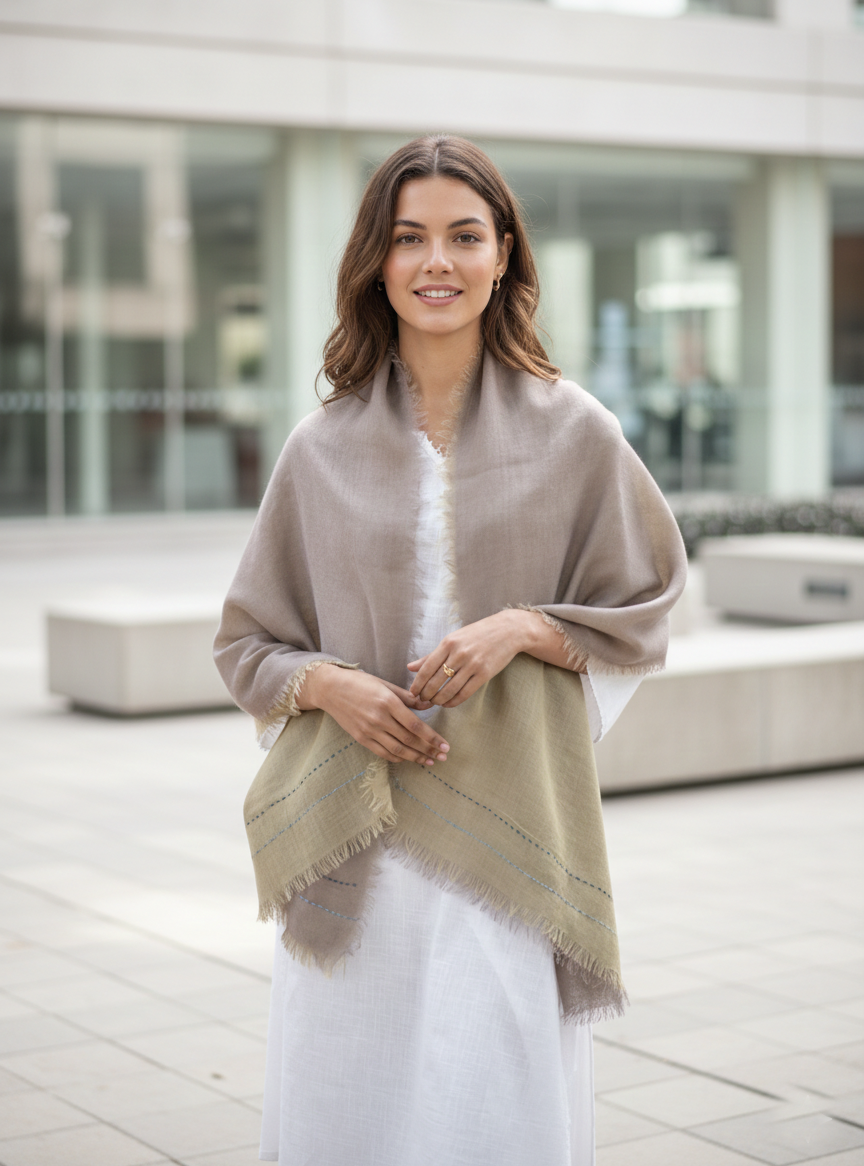 Double Layered Stole : Solid Lead Wool