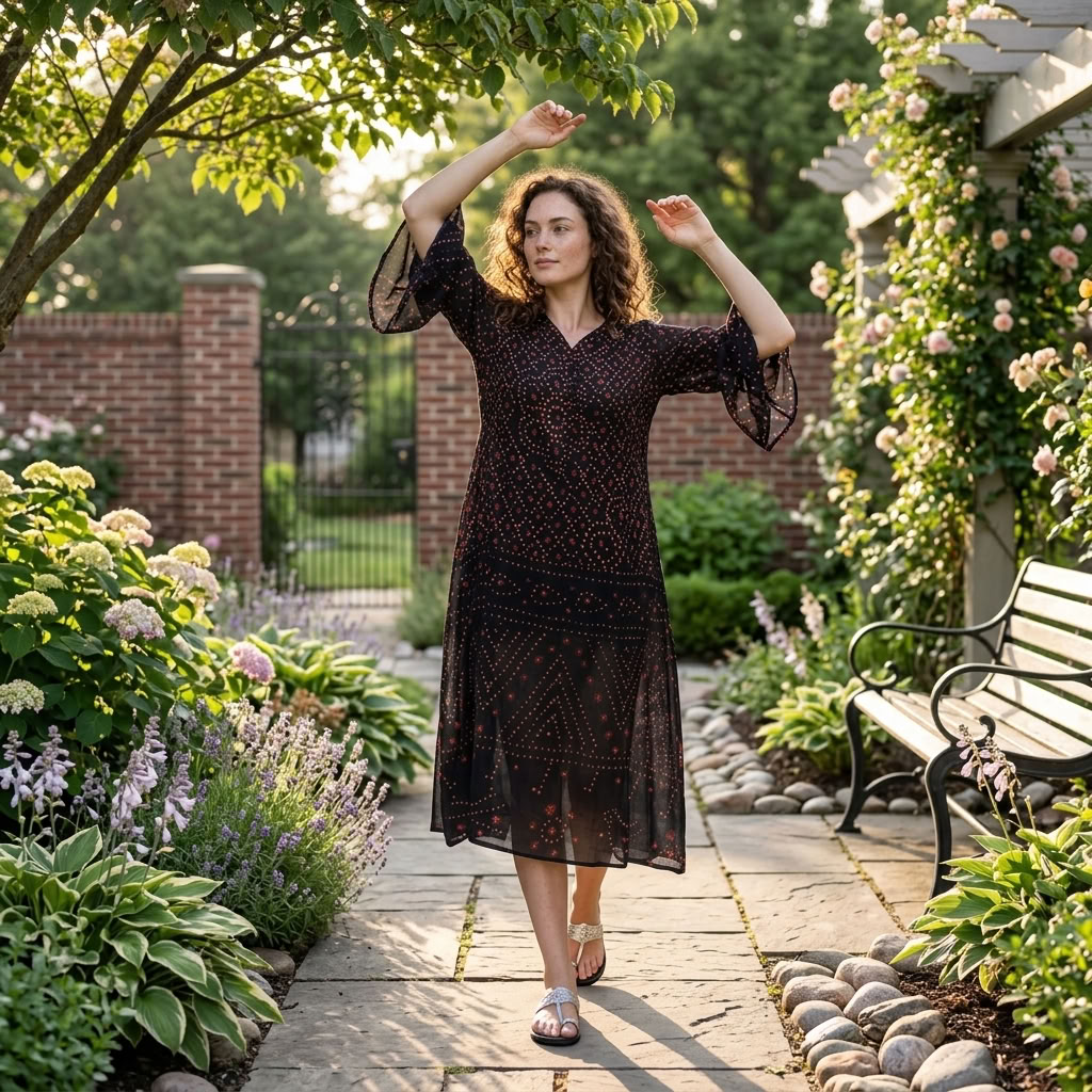 Potli Kaftan : Bandhani Black Voile