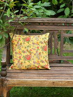Printed Cushion Cover Reversible : Bird Yellow Sheeting + Canvas