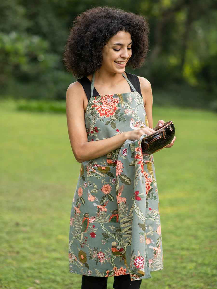 Printed Apron : Bird Manosque : Canvas