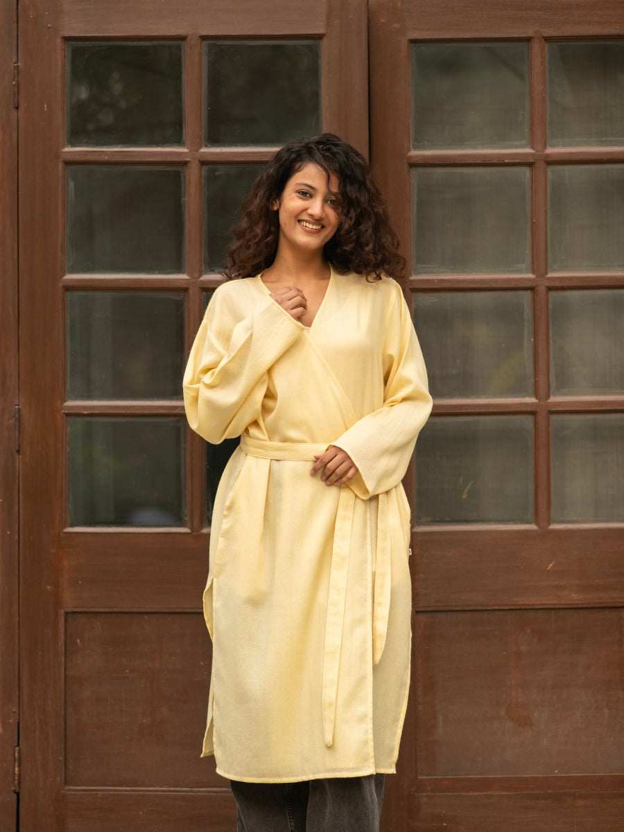 Solid Robe Dress : Hay Yellow – The Shop America