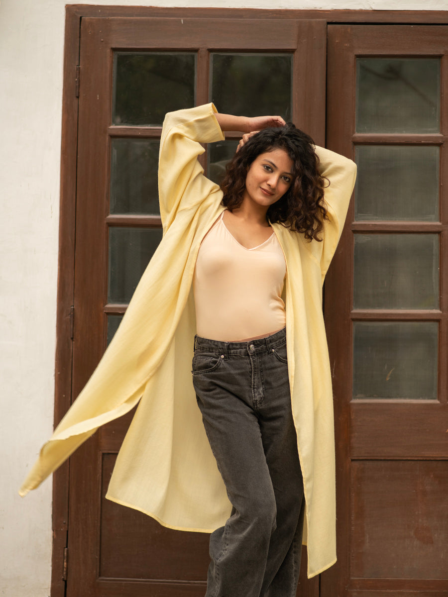 Solid Robe Dress : Hay Yellow