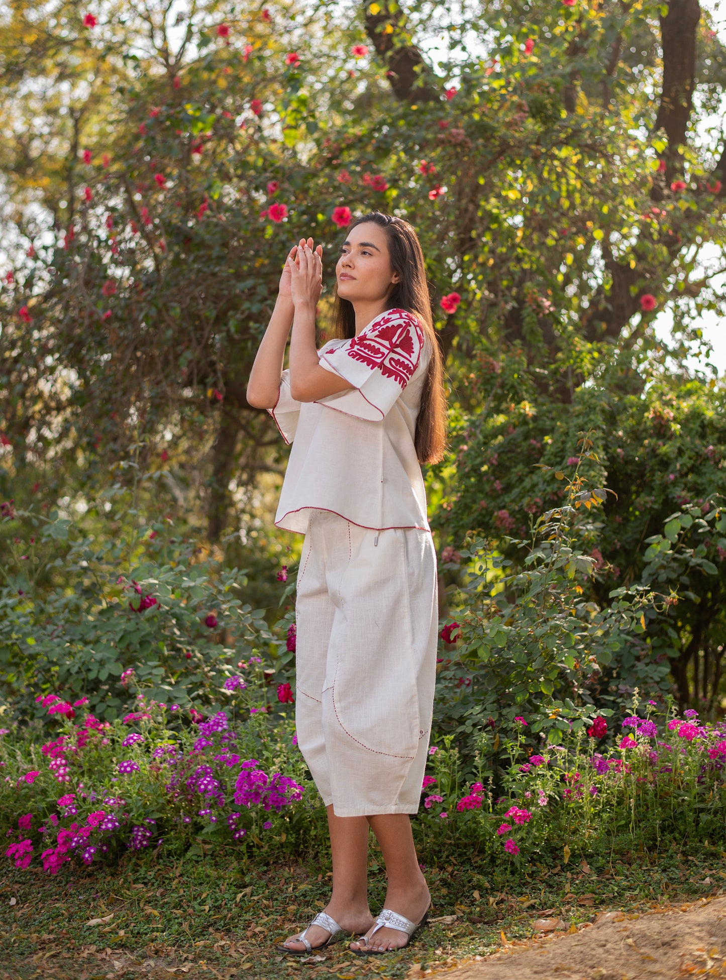Leisure Pant  : Maroon Kantha Natural